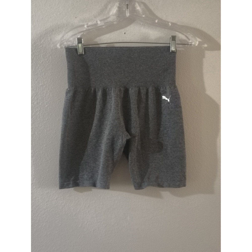 Puma Womens High Waisted Seamless Biker Shorts Grey Athletic Gym Yoga‎ Size L